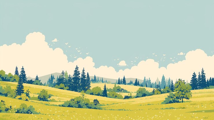 Vector elegant ink wash paintings of landscapes