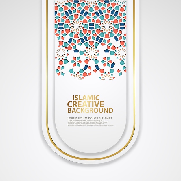 Elegant islamic creative background template with ornamental colorful mosaic