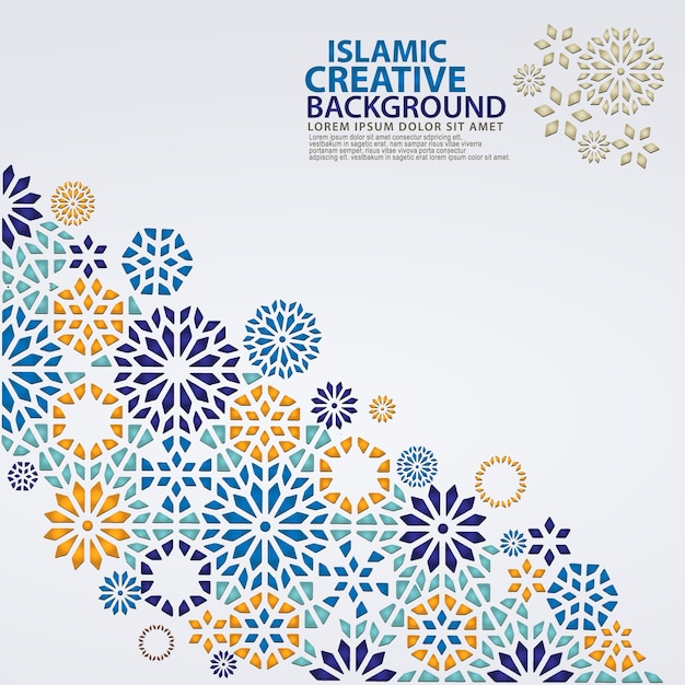 Elegant Islamic creative background template with ornamental colorful mosaic