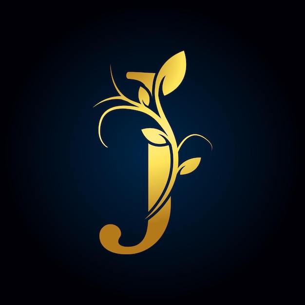 Vector elegant j luxury logo golden floral alphabet logo with flowers leaves perfect for fashion jewelry