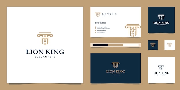 Elegante re leone con elegante design grafico e logo design ispirato al design di lusso