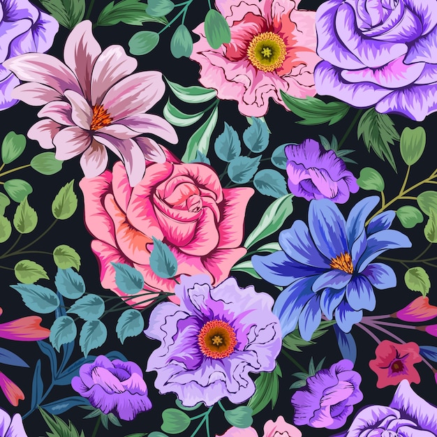 Elegant kleurrijk naadloos bloemenpatroon