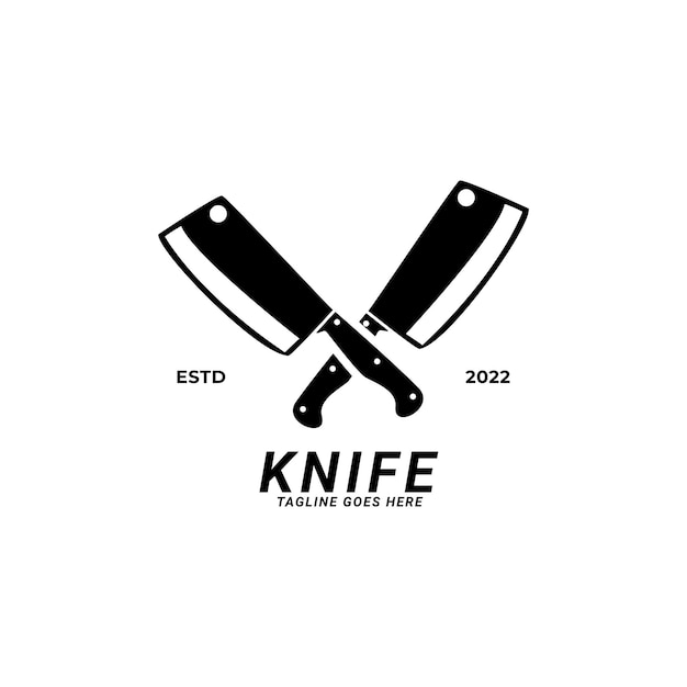 Elegant knife with simple style design logo vector template