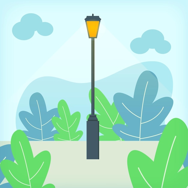 Vector elegant lamppost flat illustration design concept