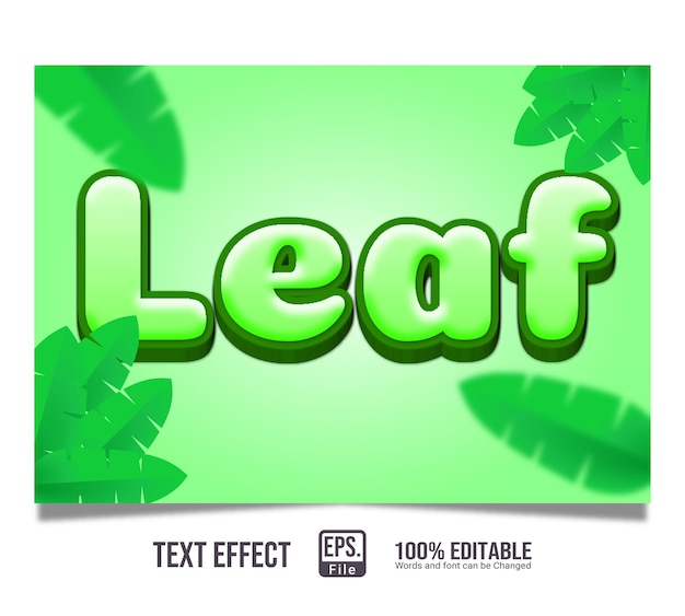 Vector elegant leaf editable text effect style