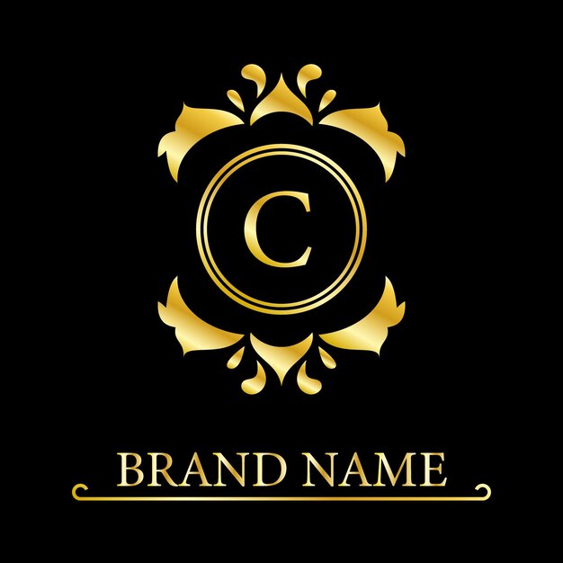 Vector elegant letter c graceful royal style calligraphic beautiful logo vintage drawn emblem