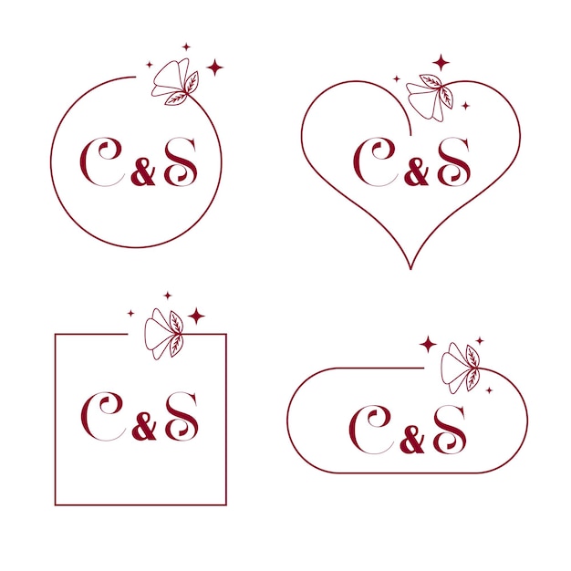 Vector elegant letter c and s wedding monogram set