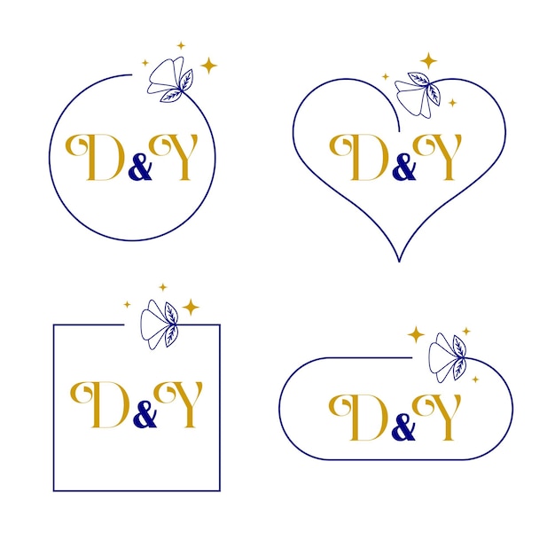 Vector elegant letter d en y bruiloftsmonogram set