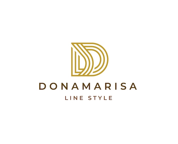 Elegant Letter D monogram logo line style vector