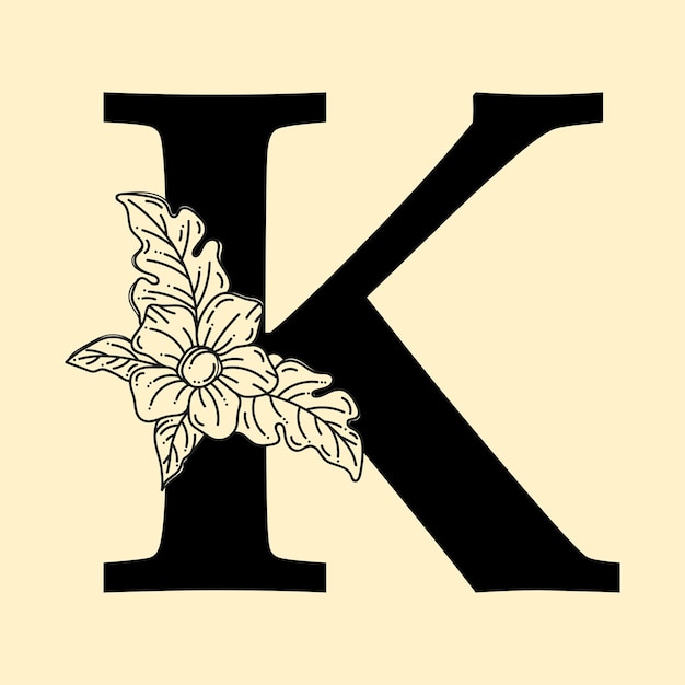 ベクトル 花輪の花のロゴの創造的な装飾とエレガントな文字 k