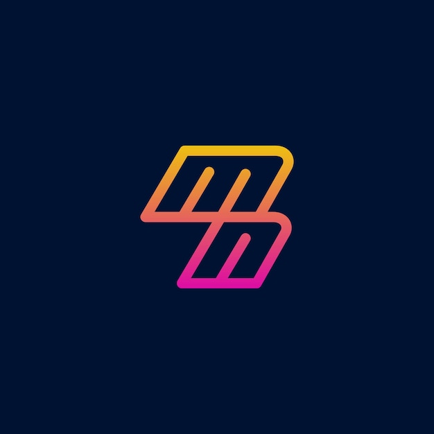 세 가지 색상 그라데이션이 있는 우아한 문자 MN 로고 현대적인 라인 로고 디자인 컨셉 템플릿