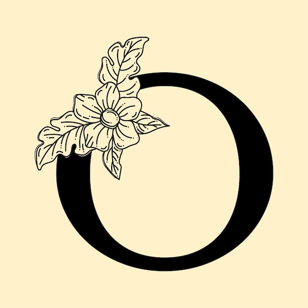 Vector elegant letter o with wreath floral logo decorative