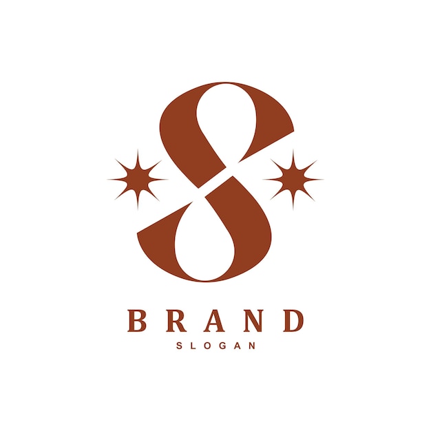 elegant letter S or number 8 with star logo design vector