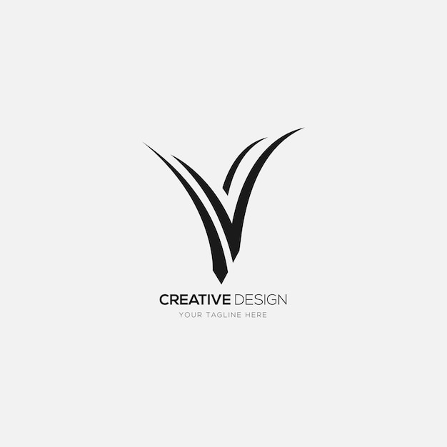 Vector elegant letter v grass shape logo design