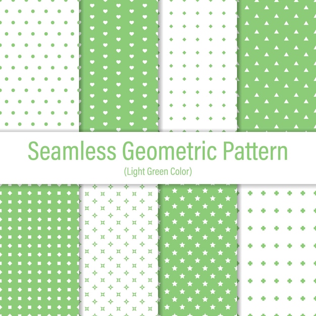 Elegant Light Green And White Seamless Geometric Pattern Set