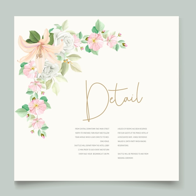 Elegant lily wedding invitation card set