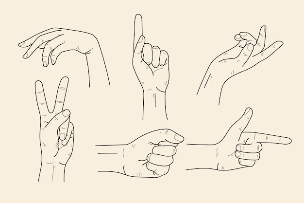 Elegant line art hands stickers