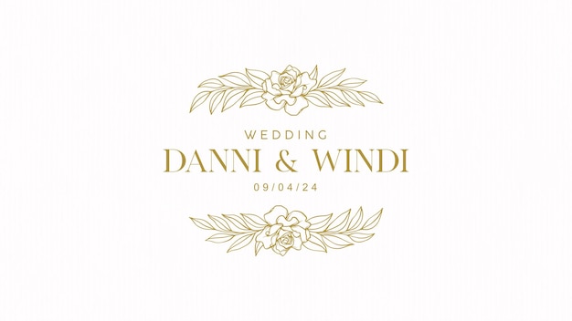 Elegant line art wedding invitation logo