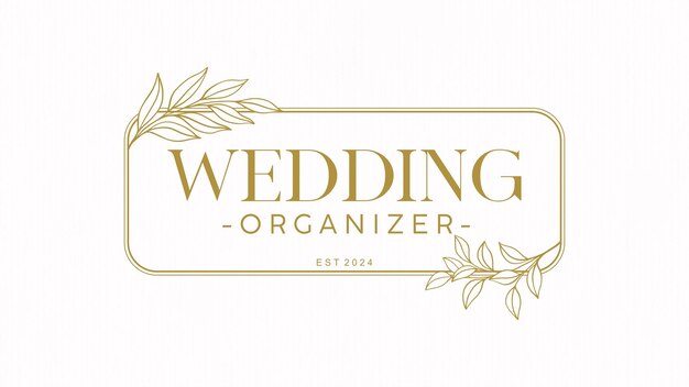 Vector elegant line art wedding organizer logo