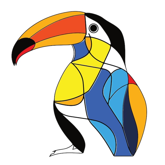 Elegant line drawing of summer toucan bird illustration for invites and cards