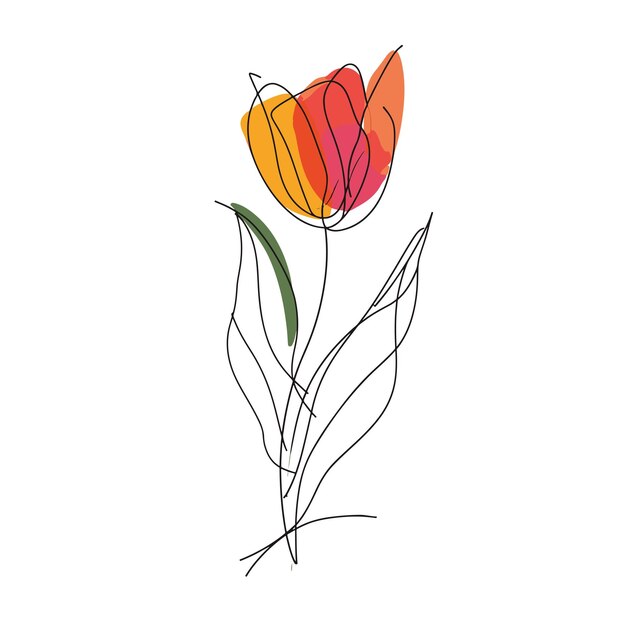 Elegante disegno a linea di un'illustrazione di un fiore di tulipano per inviti e biglietti.