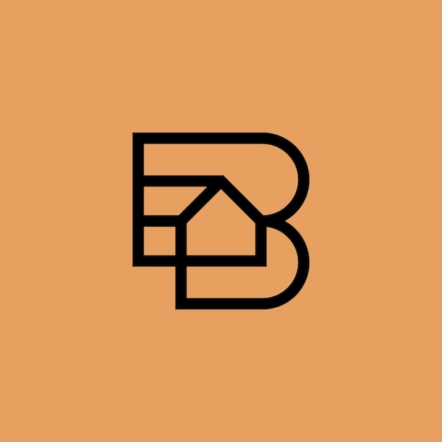 Elegant lines letter b house initial logo