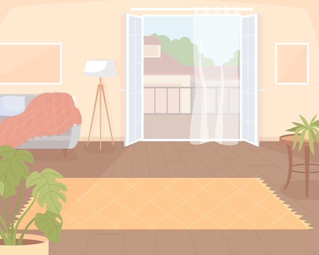 Elegant living room flat color vector illustration