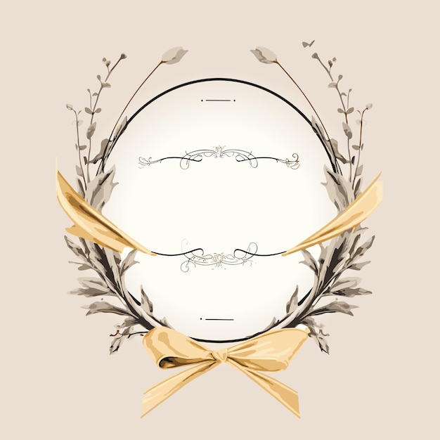 Vector elegant logo floral frame on a beige background