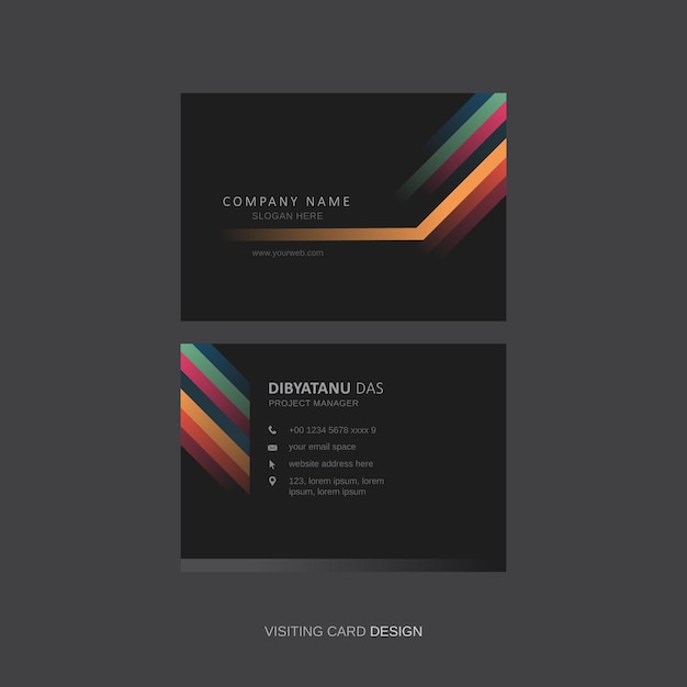 Vector elegant logo mockup on dark business card template