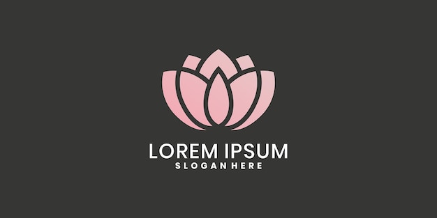 elegant lotus flower logo in pink gradient color with symmetrical modern design