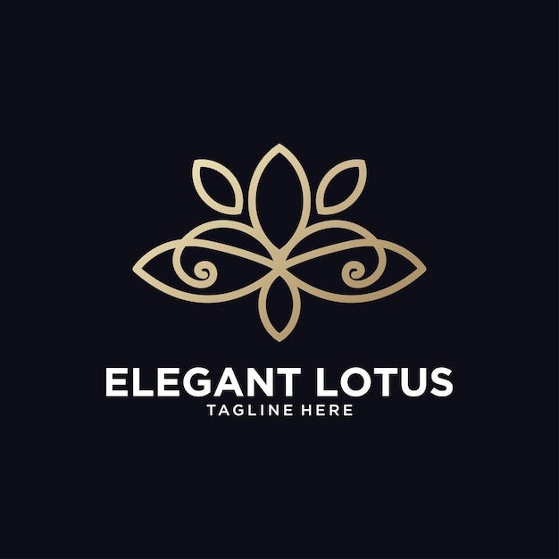 Elegant lotus line art luxury logo design