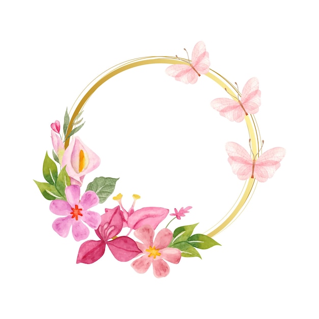 Elegant lovely watercolor spring floral frame