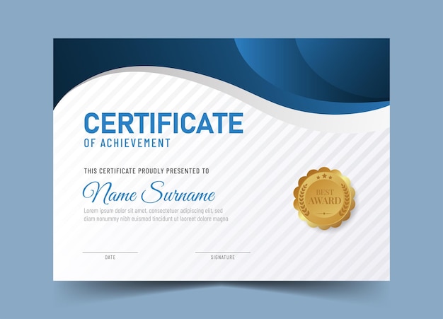 Elegant and luxurious certificate template with badge