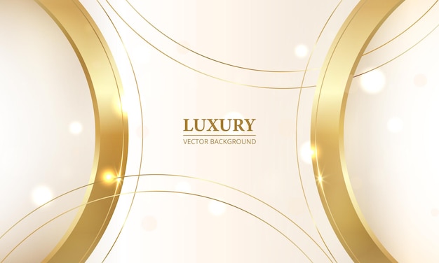 Elegant luxury background with abstract frame with golden circle lines and the bokeh light sparkles. luxurious vector illustration banner premium design.