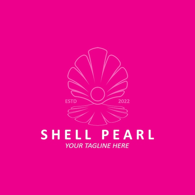 Элегантный роскошный дизайн логотипа красоты Shell Pearl Jewellery подходит для наклеек, баннеров, плакатов компаний