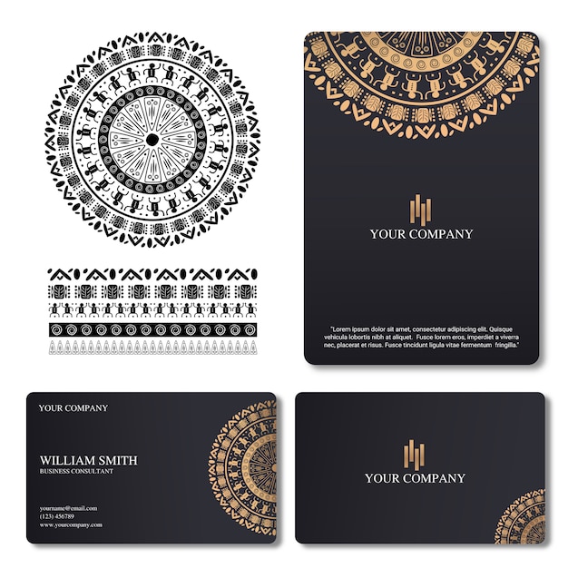 Elegant and luxury business card with mandala ornament
