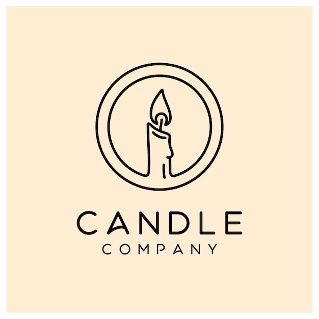 Elegant luxury candle light flame logo design with simple minimalist line art style