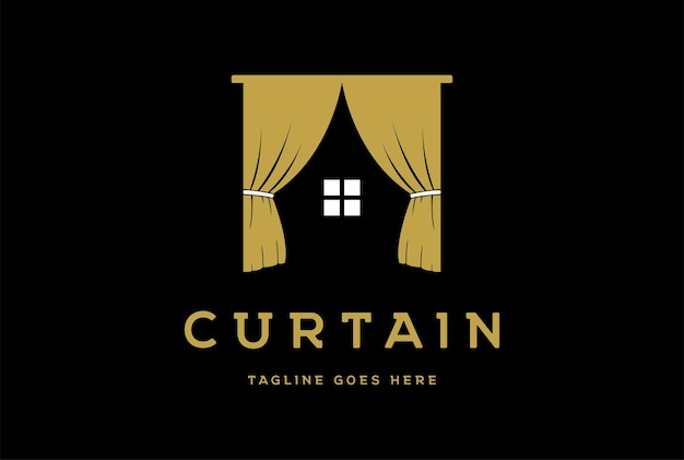 Elegant Luxury Curtain for Interior Design House Logo Design