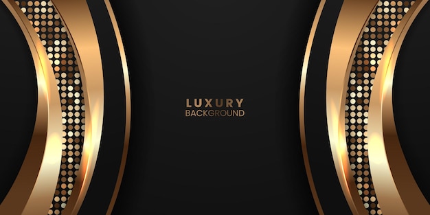 Vector elegant luxury dark black background with golden shiny accent decoration