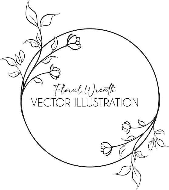 Elegant luxury floral wreath frame for packaging label wedding invitation card and logo branding