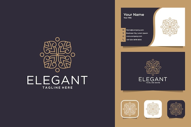 Elegant and luxury flower geometry logo design and business card