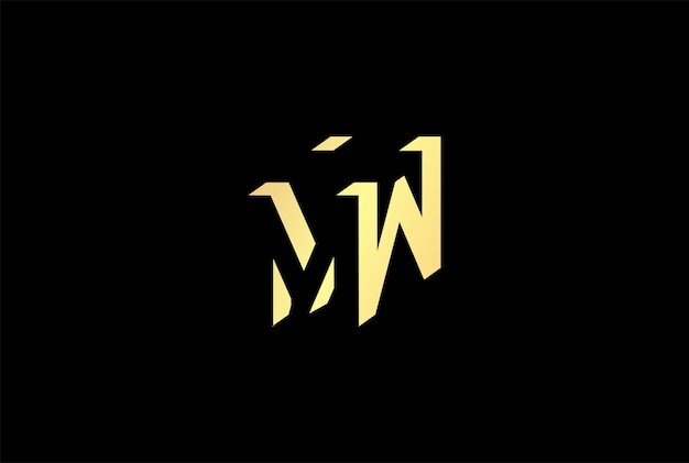 Elegant Luxury Golden Initial Letter MW WM Logo Design Vector