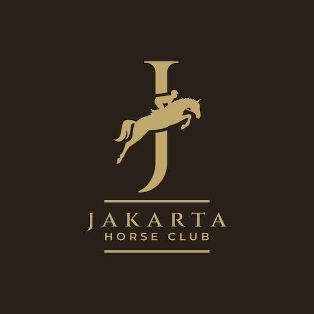 Elegant luxury letter j monogram horse jumping logo letter j horse logo show jumping horse logo