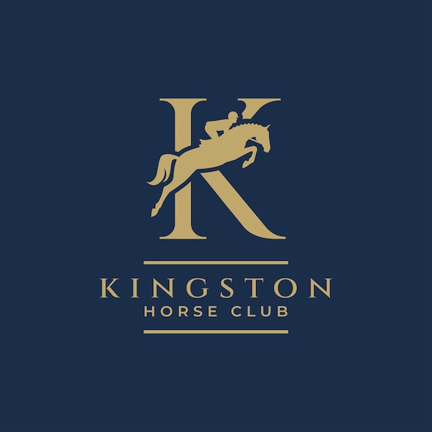 Elegant luxury letter k monogram horse jumping logo letter k horse logo show jumping horse logo