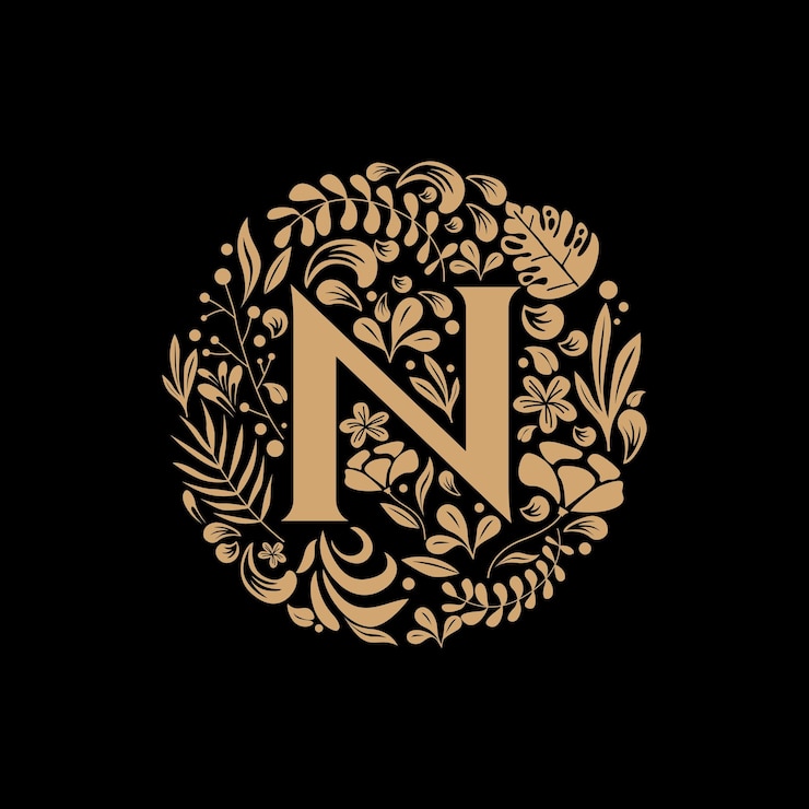 Vector 우아한 럭셔리 편지 n 원형 꽃 꽃