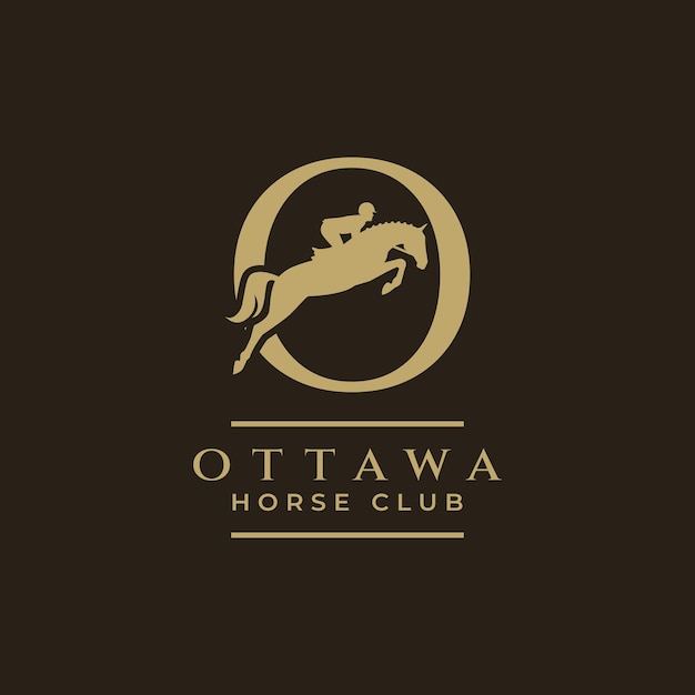 Vector elegant luxury letter o monogram horse jumping logo letter o horse logo show jumping horse logo