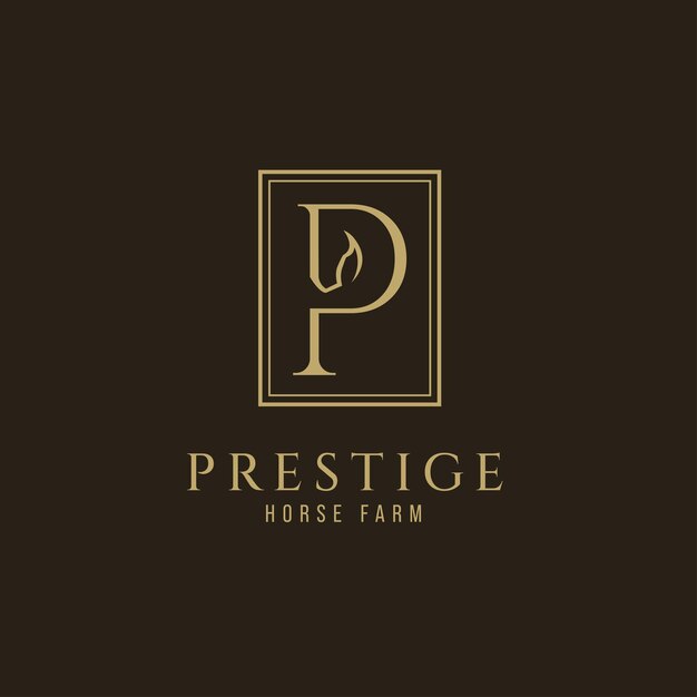 Vector elegant luxury letter p monogram horse logo letter p horse logo horse head logo