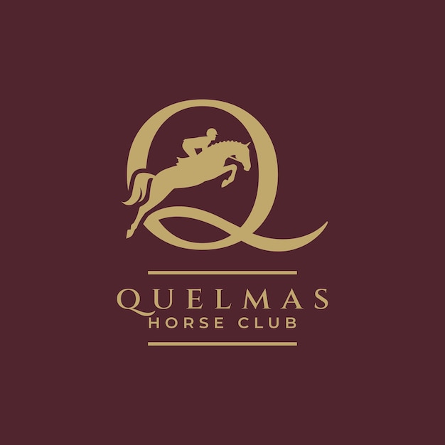 Vector elegant luxury letter q monogram horse jumping logo letter q horse logo show jumping horse logo