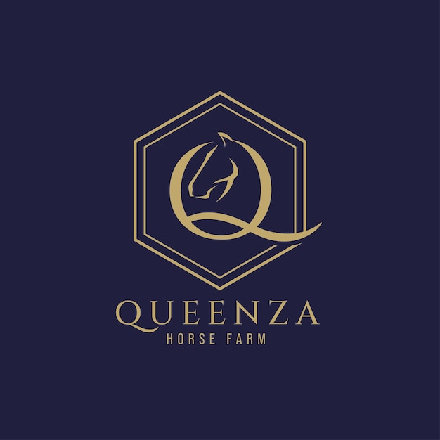 Vector elegant luxury letter q monogram horse logo letter q horse logo horse head logo