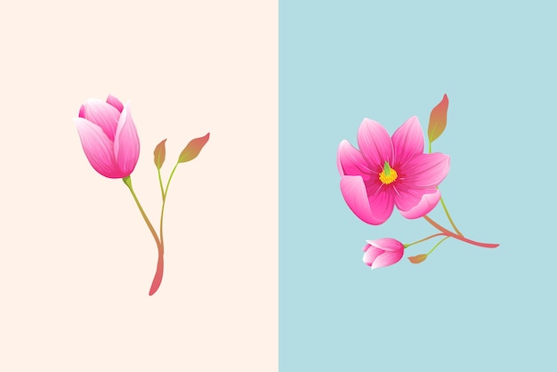 Magnolia di lusso elegante o composizione di fiori di rosa. rami disegnati a mano stile acquerello.